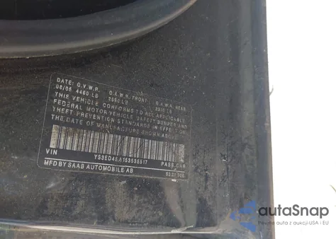 2005 Saab 9-5 Arc from USA, damaged, VIN YS3ED45A153535517